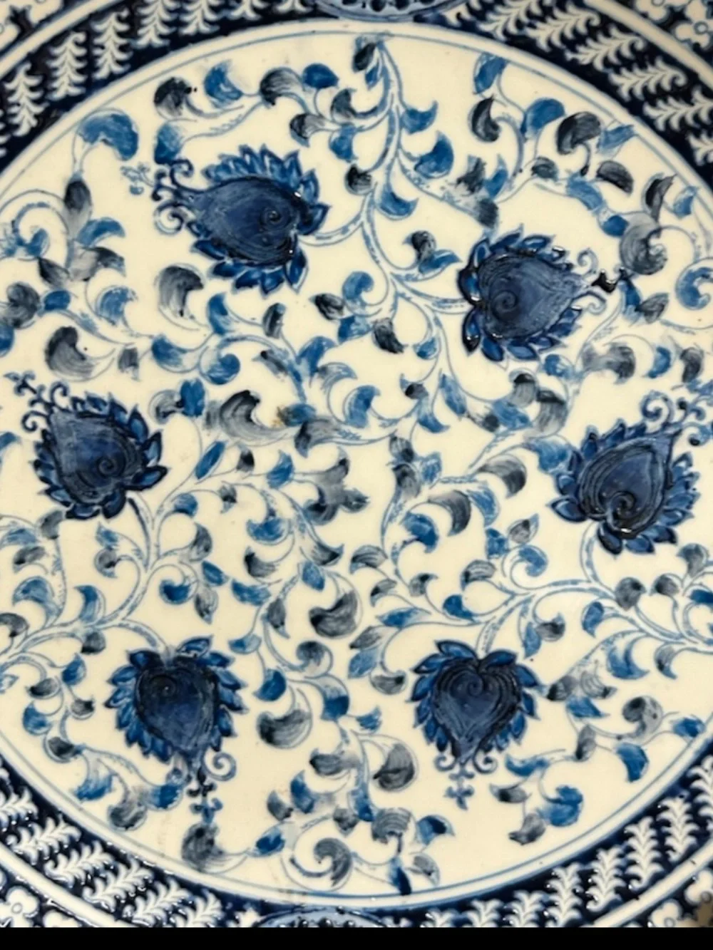 Vintage Decorative Plate Blue White Oriental Accents Co. 10” Grandmillenial